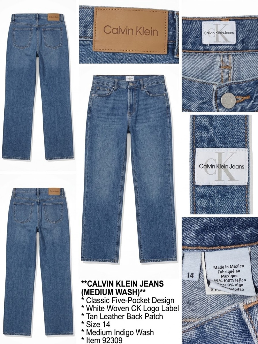 Calvin Klein Straight-Leg Jeans in Medium Indigo Blue